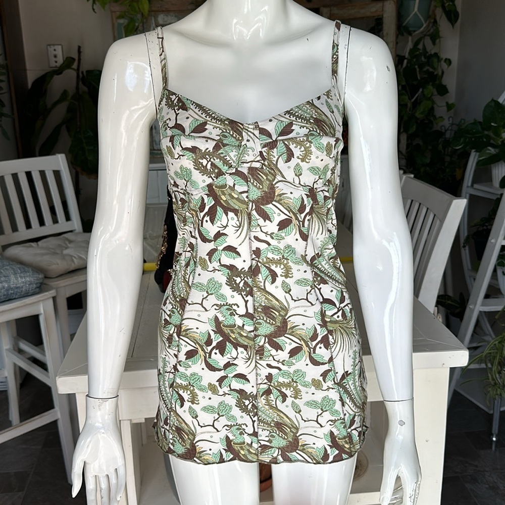 Wilfred Aritzia fable summer dress LG spaghetti straps green floral print 🕰️